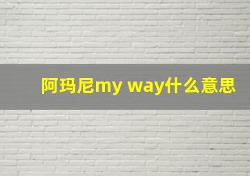 阿玛尼my way什么意思